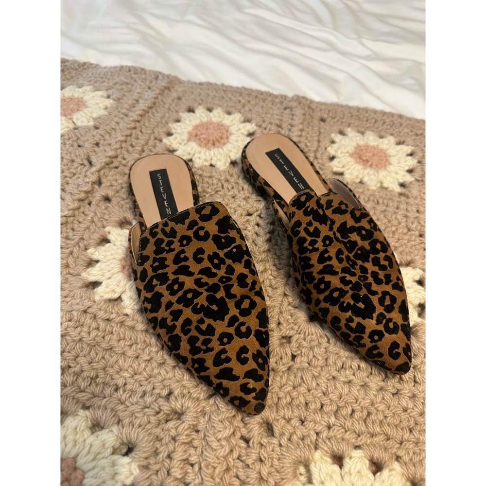 Steven By Steve Madden Leopard Print Mules in Brown and Black
